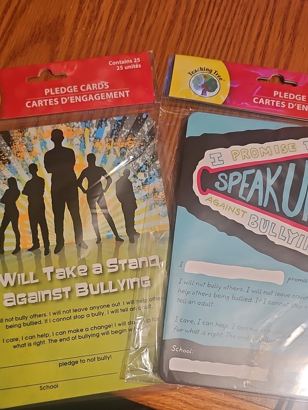 Teaching Tree 'I Promise to Speak Up' & Take A Stand' Anti-Bullying Pledge Cards